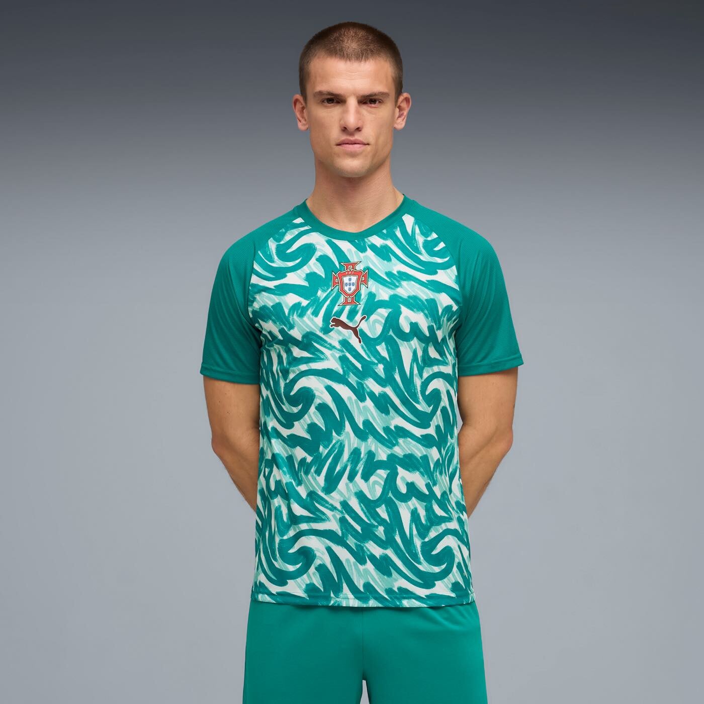 Portugal Warm Up Training Top front view worn by model