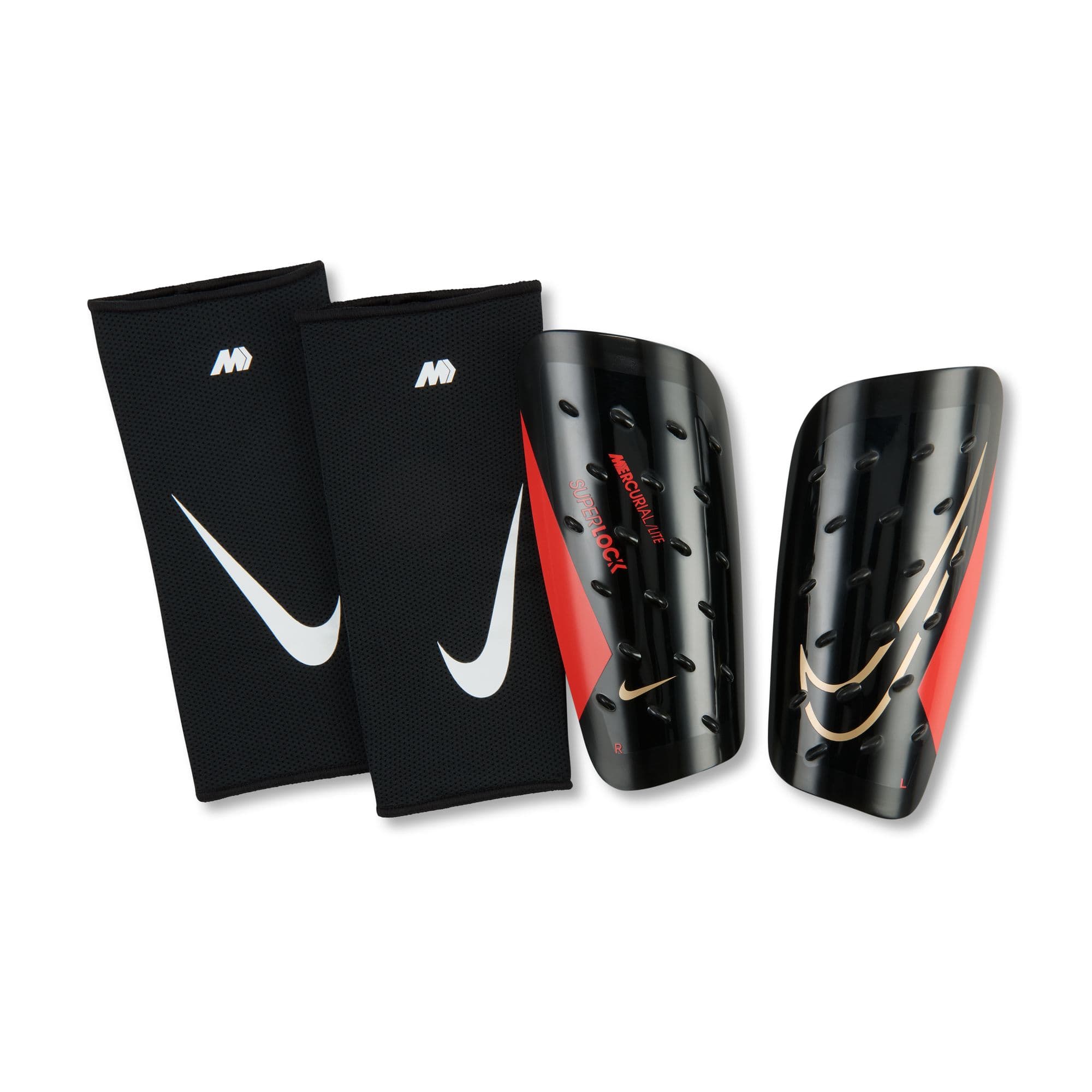 Nike Mercurial Lite SuperLock Soccer Shin Guards with sleeves