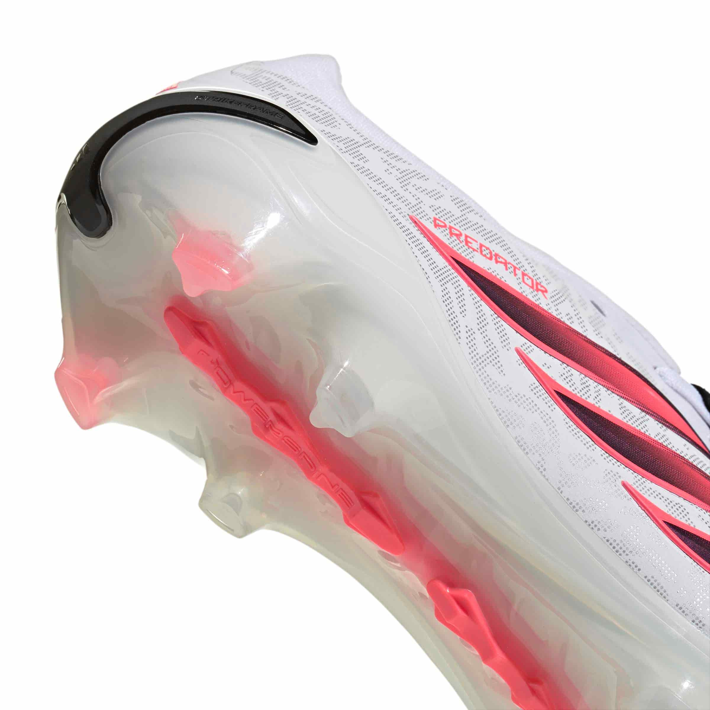 adidas Predator Pro Fold-Over Tongue FG soccer cleats in white, pink and black with firm-ground studded outsole