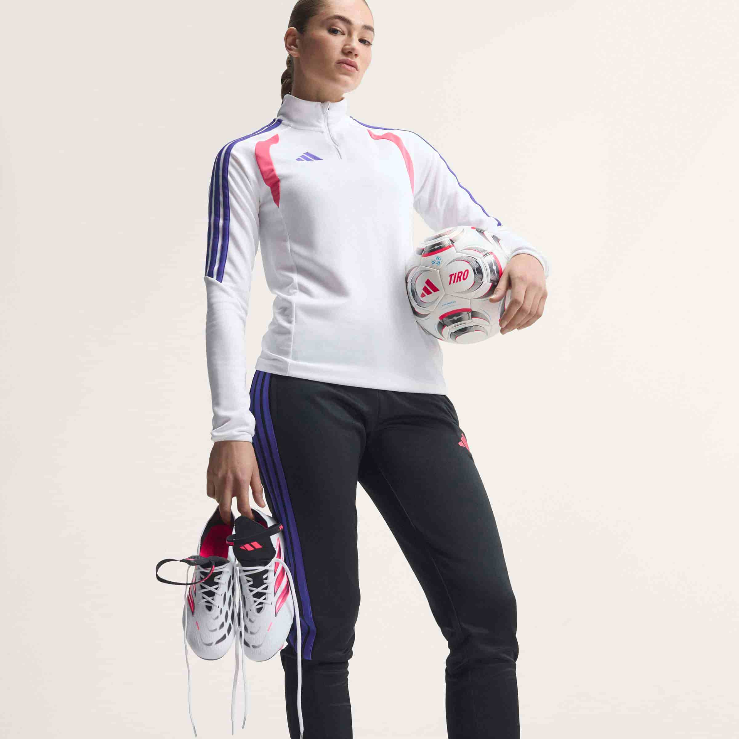adidas Predator Elite Fold-Over Tongue FG soccer cleats in white, pink and black with firm-ground outsole