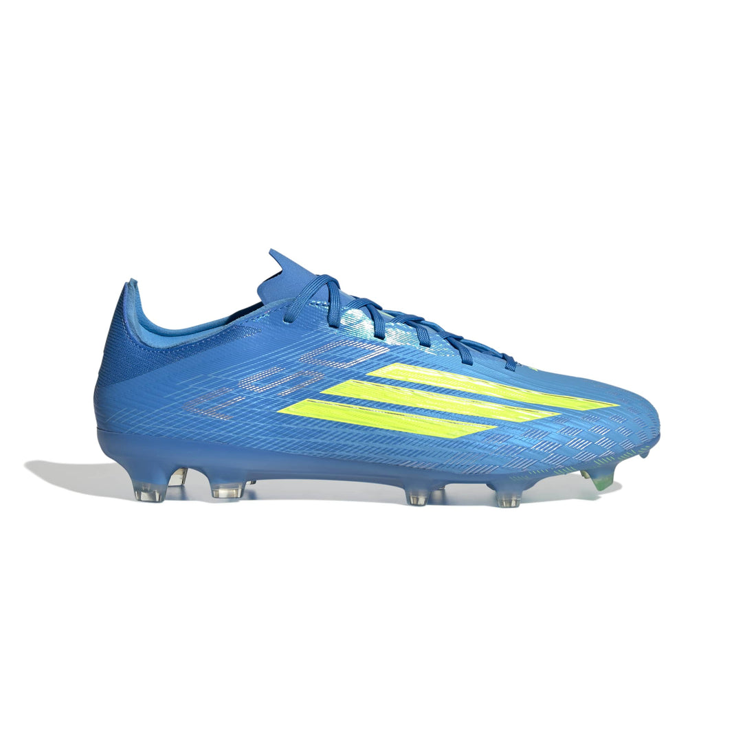 adidas F50 Pro FG blue yellow firm ground soccer cleats side view