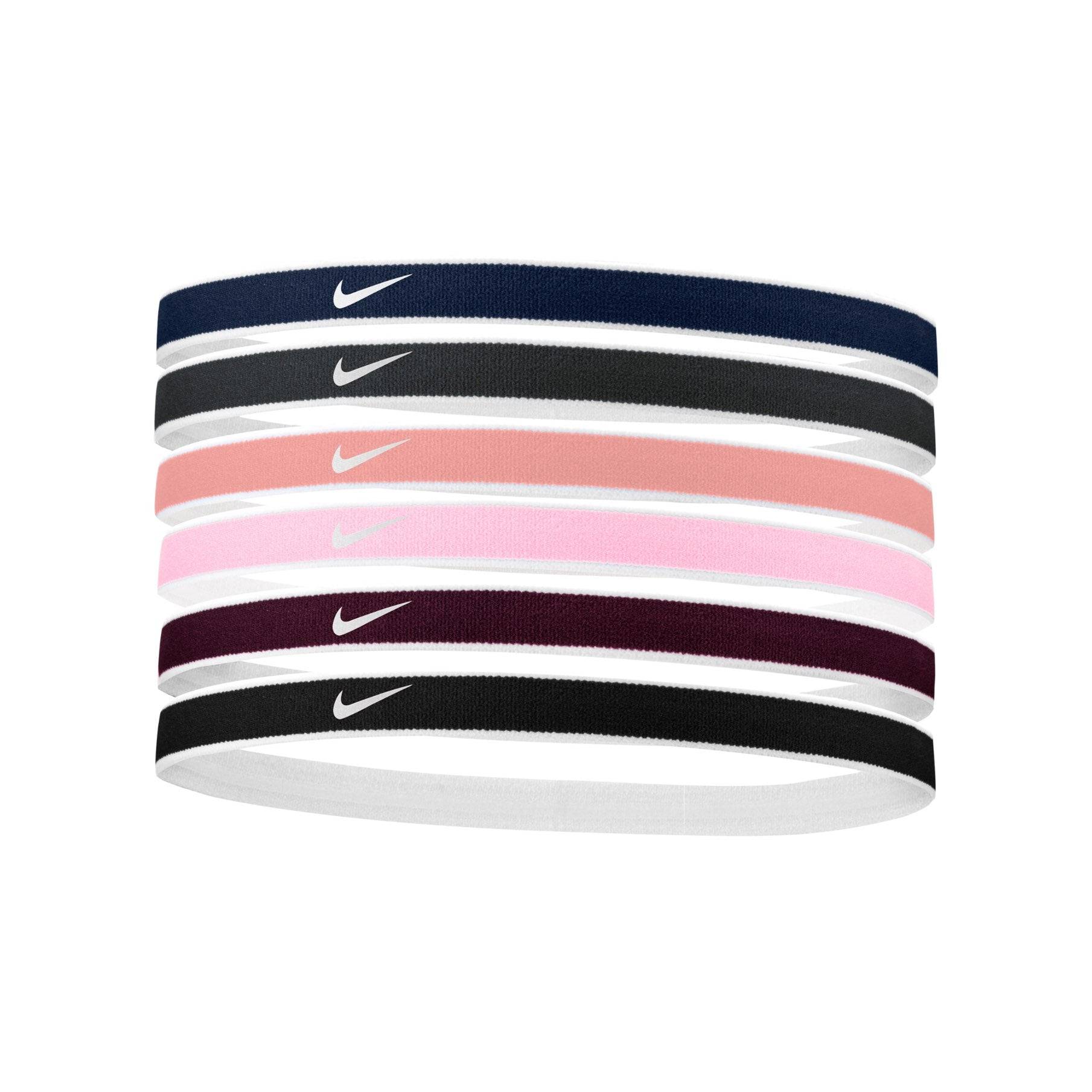 Nike Swoosh Sport Headbands Tipped 6PK Headbands Nike Navy ONE SIZE