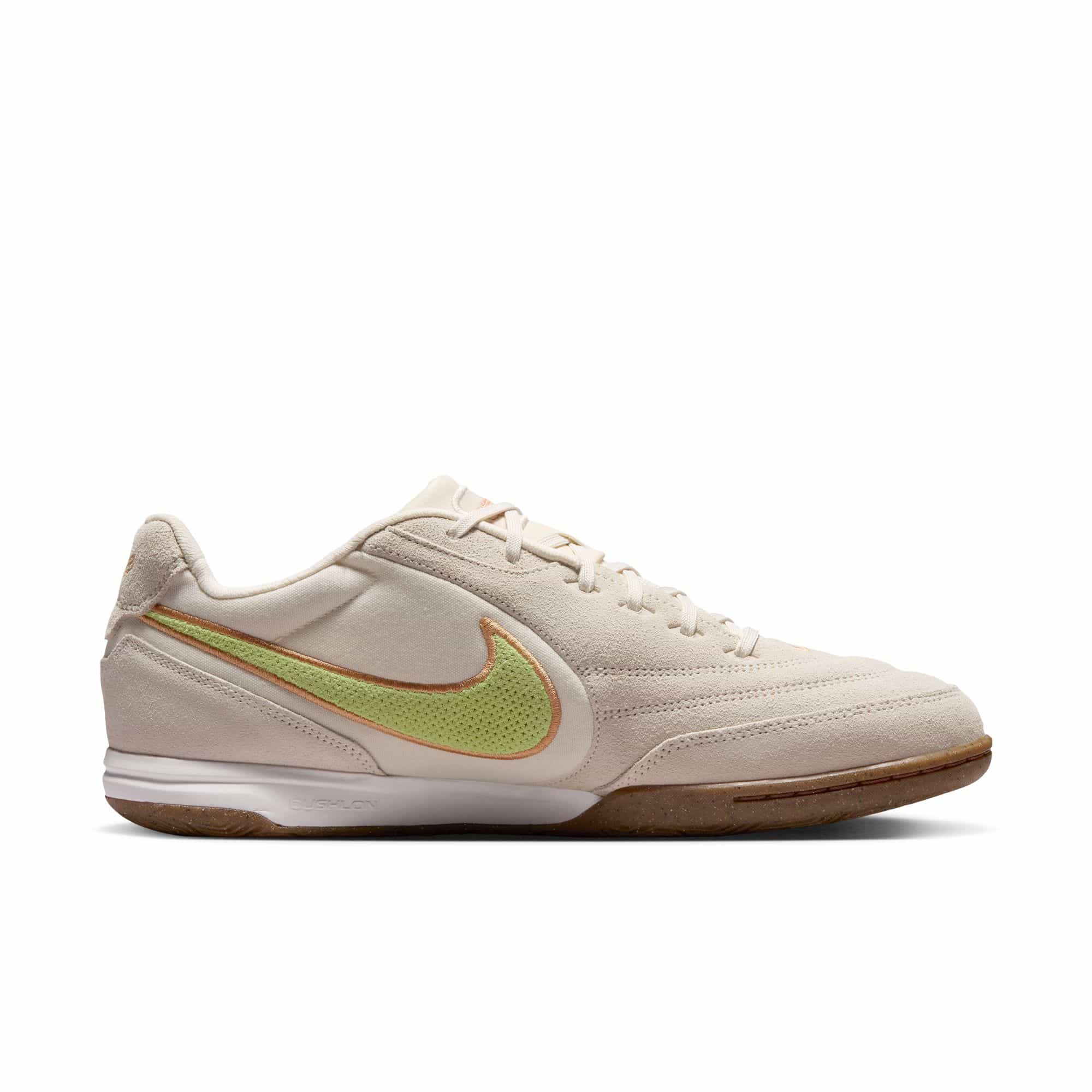 Nike Tiempo Streetgato PRM IC indoor soccer shoes in cream with lime green Swoosh