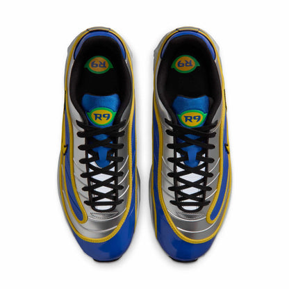Nike Air Max Joga Bonito R9 men’s shoes in silver, blue and yellow inspired by Ronaldo Nazário’s iconic Mercurial R9