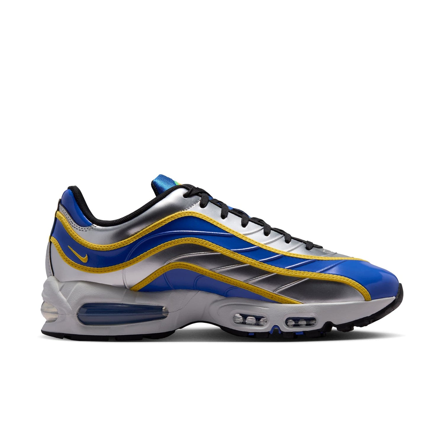 Nike Air Max Joga Bonito R9 men’s shoes in silver, blue and yellow inspired by Ronaldo Nazário’s iconic Mercurial R9