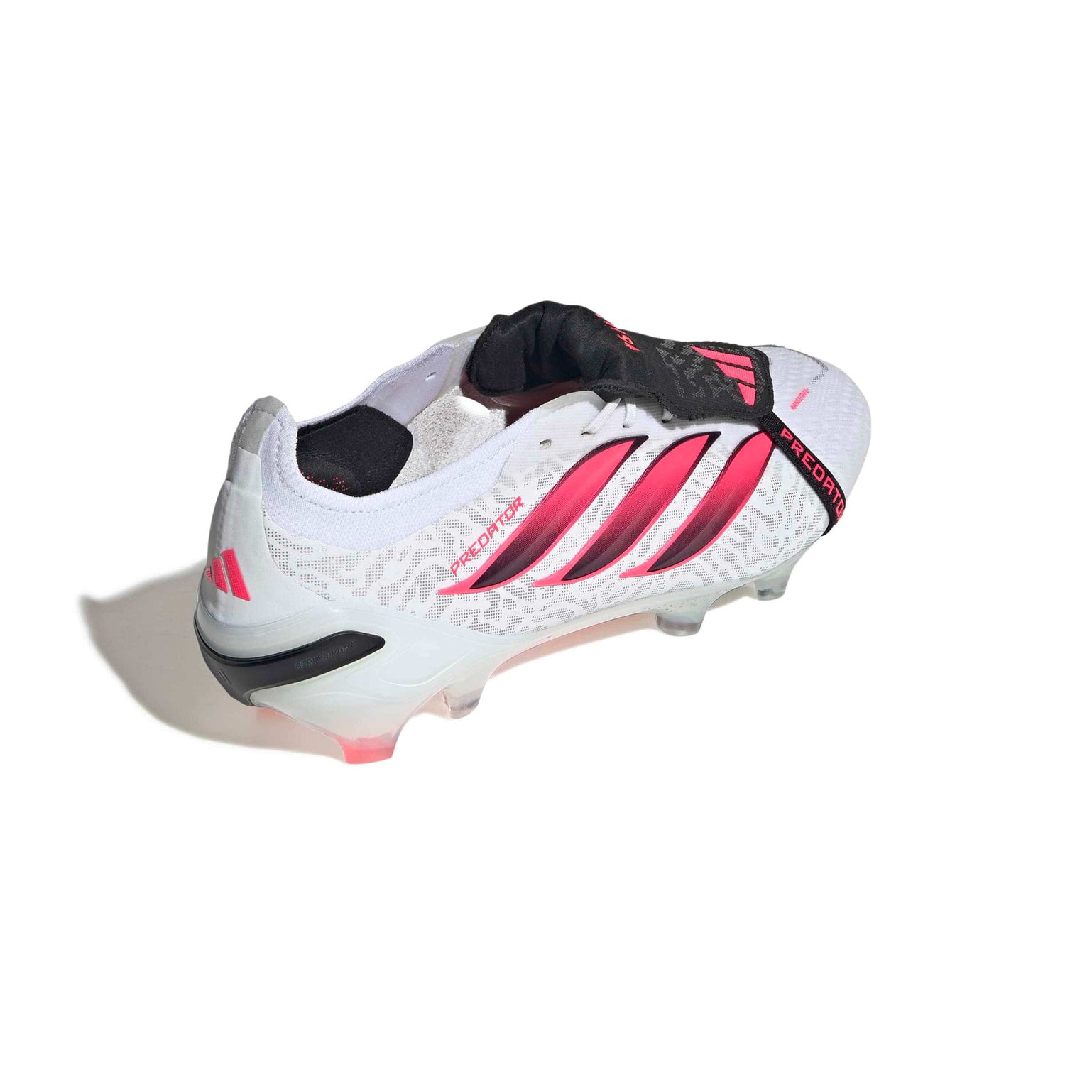 adidas Predator Elite Fold-Over Tongue FG soccer cleats in white, pink and black with firm-ground outsole