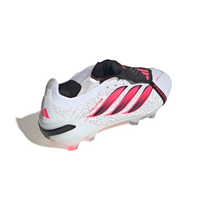 adidas Predator Elite Fold-Over Tongue FG soccer cleats in white, pink and black with firm-ground outsole