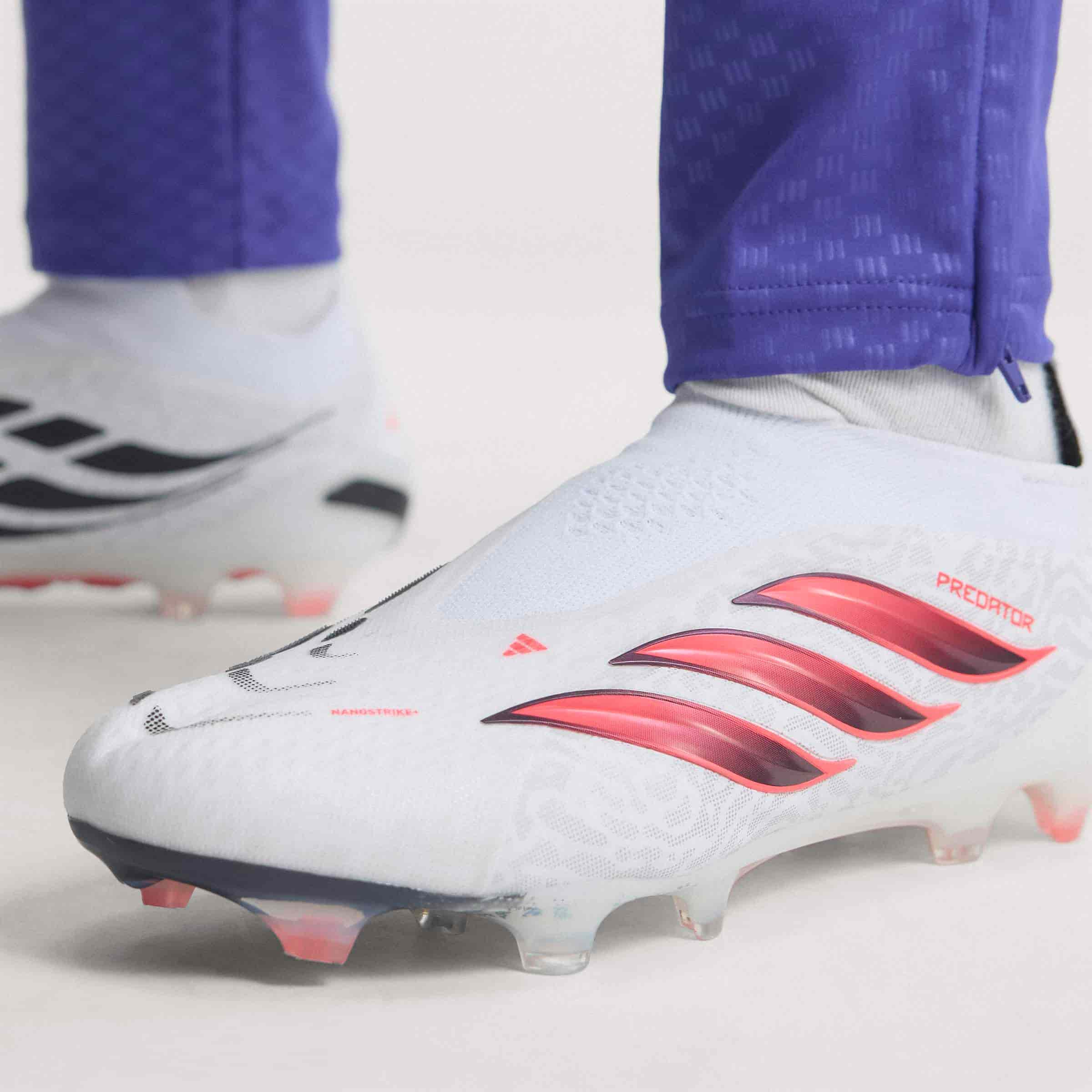 adidas Predator Elite Laceless FG soccer cleats in white, pink and black with firm-ground outsole