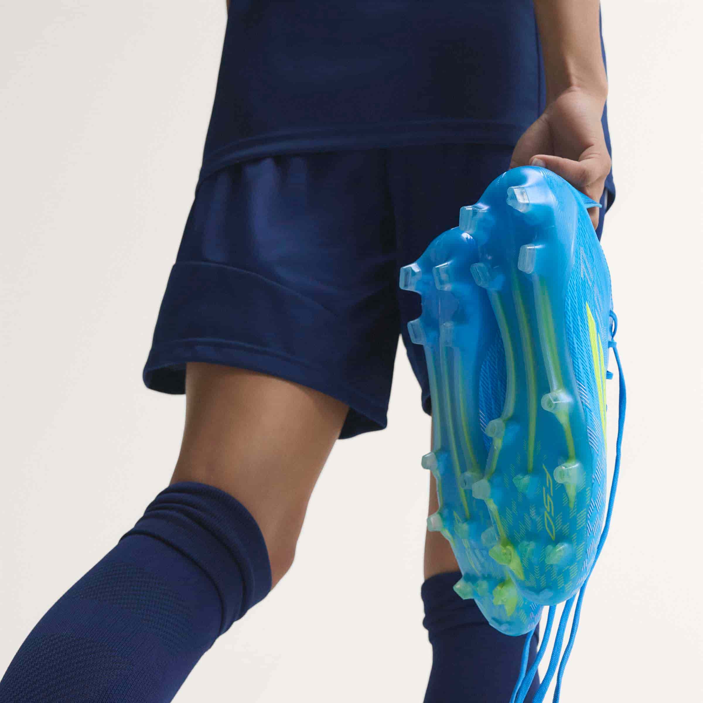 adidas F50 Elite FG fit with socks blue yellow side view