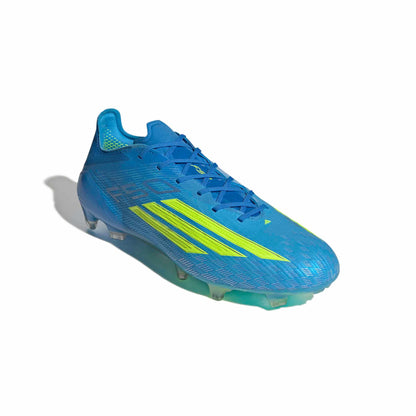 adidas F50 Elite FG top view laces Fibertouch upper blue yellow