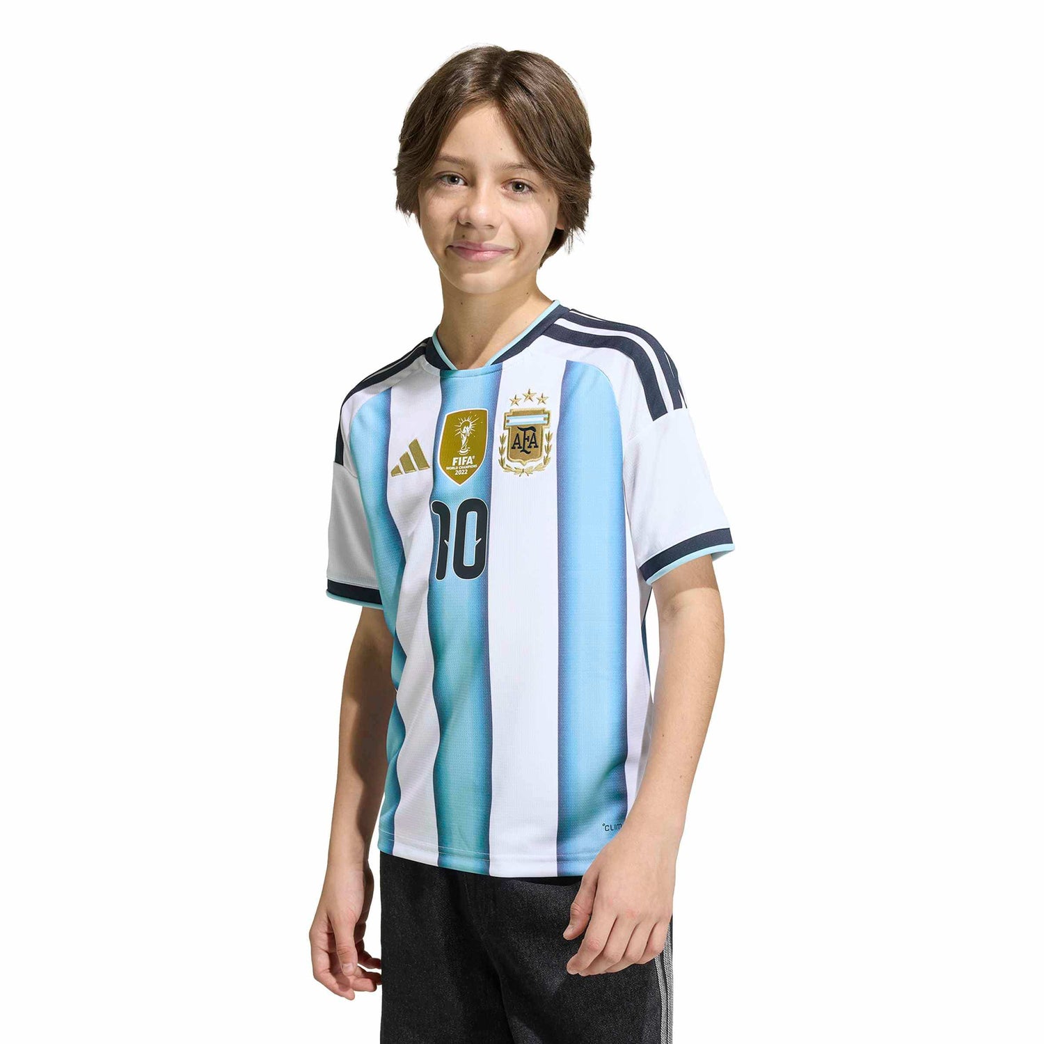 Argentina 26 Home Messi Jersey Jr. Official Jerseys adidas White YXS 