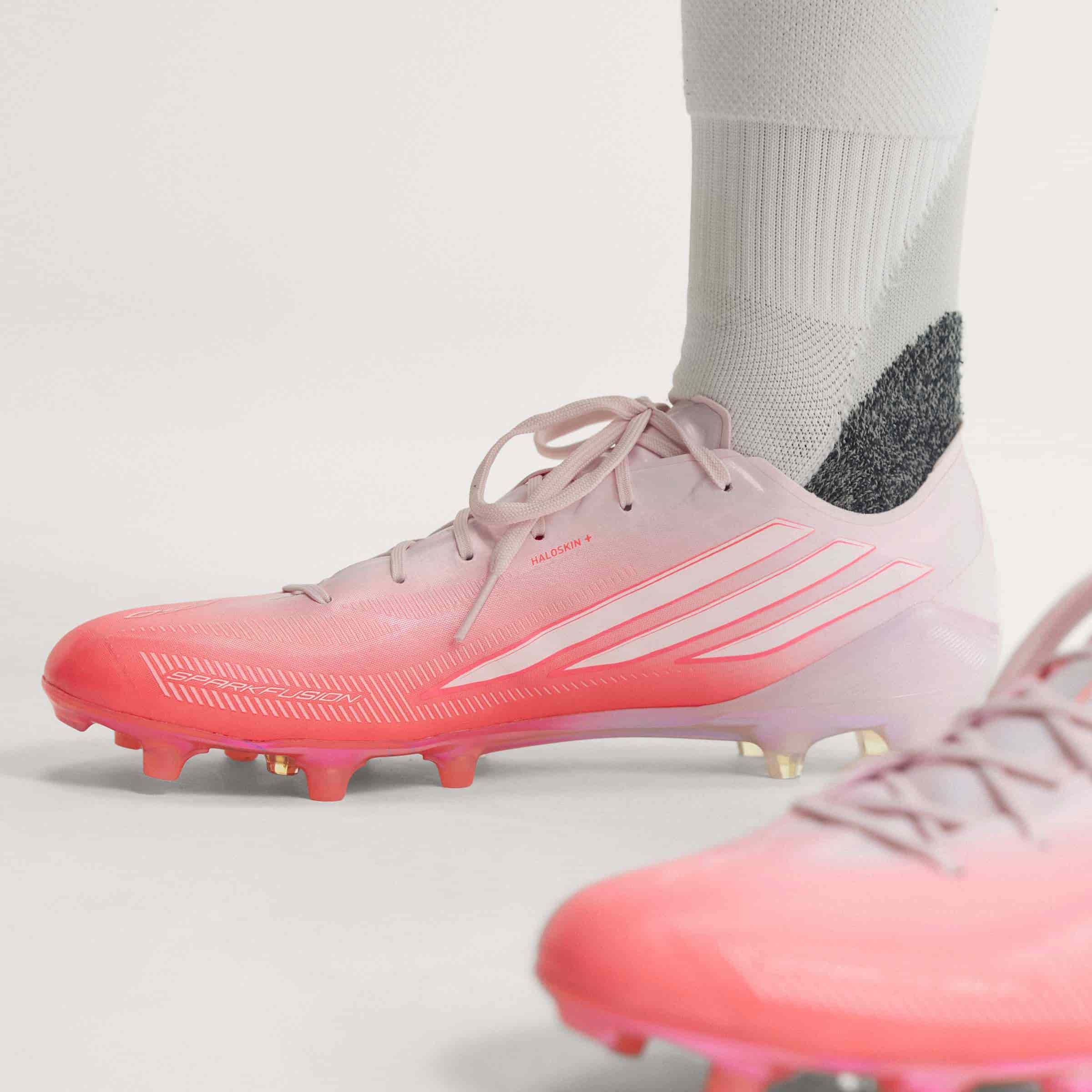 adidas F50 SPARKFUSION Elite FG/AG soccer cleats in pink and white
