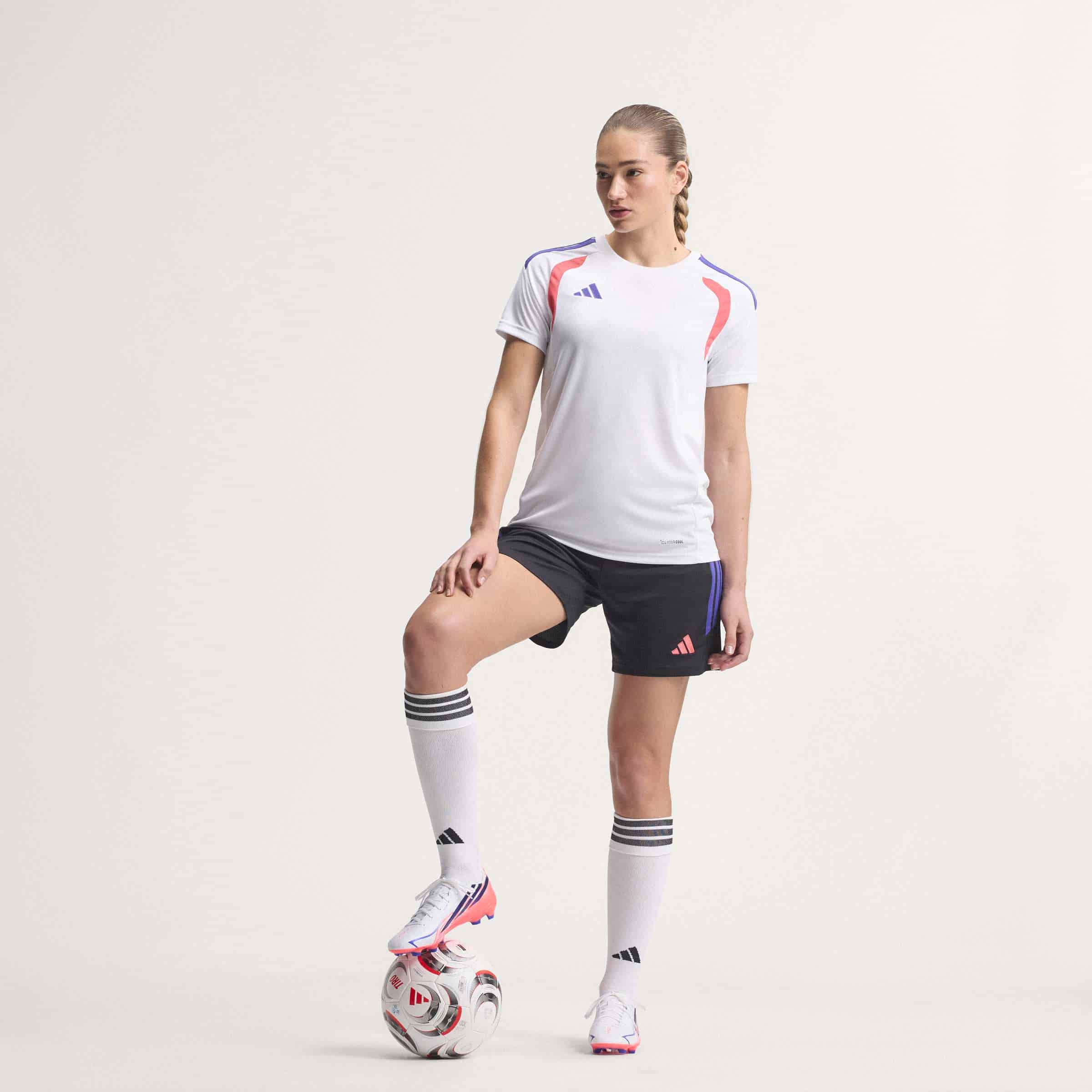 adidas F50 Hyperfast League FG soccer cleats in white, pink and navy with firm-ground outsole