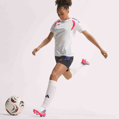 adidas F50 Hyperfast League Laceless FG soccer cleats in silver, navy and pink with firm-ground outsole