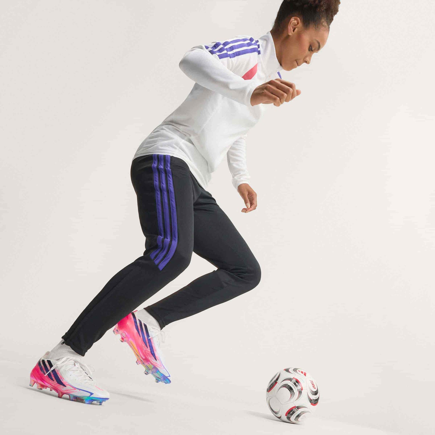 adidas F50 Hyperfast Elite FG soccer cleat in silver, navy and pink with firm-ground outsole