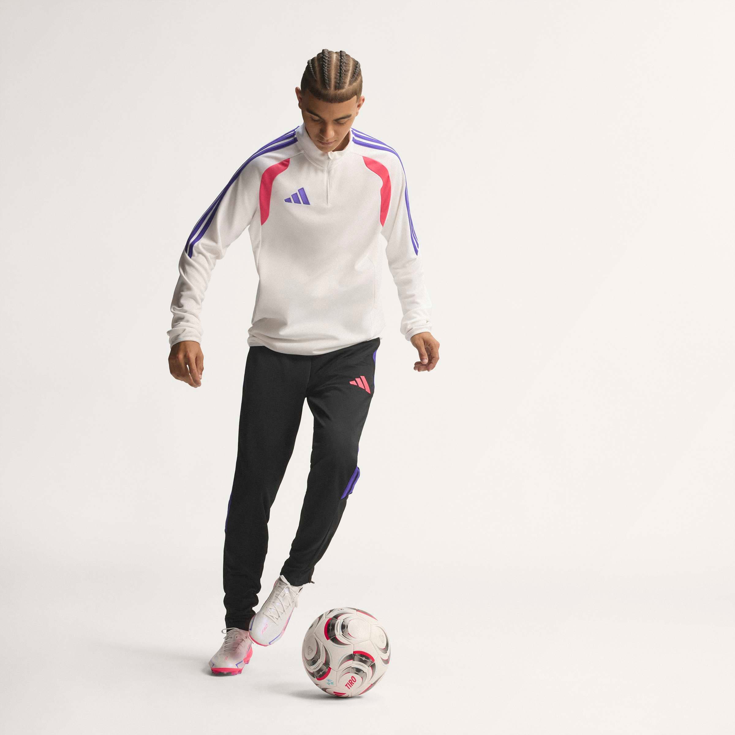 adidas F50 Hyperfast Pro FG soccer cleats in white, pink and navy with firm-ground outsole