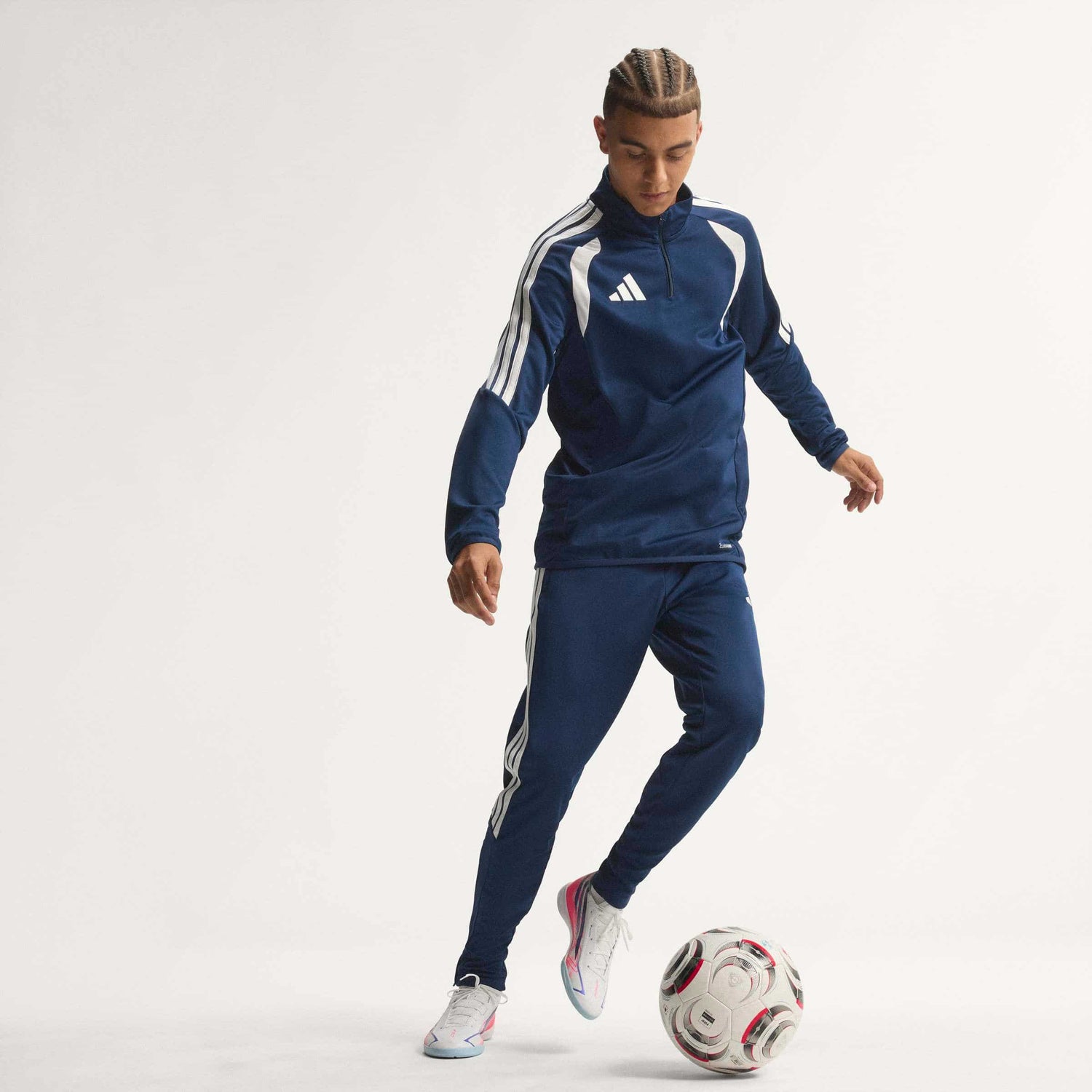 adidas F50 Hyperfast League IC indoor soccer cleat in silver, navy and pink with non-marking rubber outsole