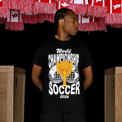 Premium Soccer x F.S.M.L black World Cup Championship of Soccer graphic T-shirt
