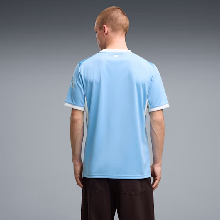 Manchester City Home Jersey rear view worn by model