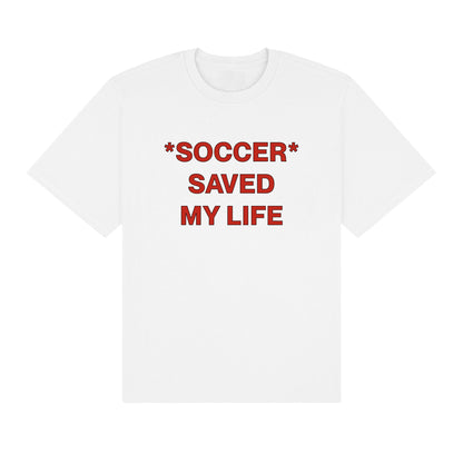 Premium Soccer x F.S.M.L white Soccer Saved My Life graphic T-shirt
